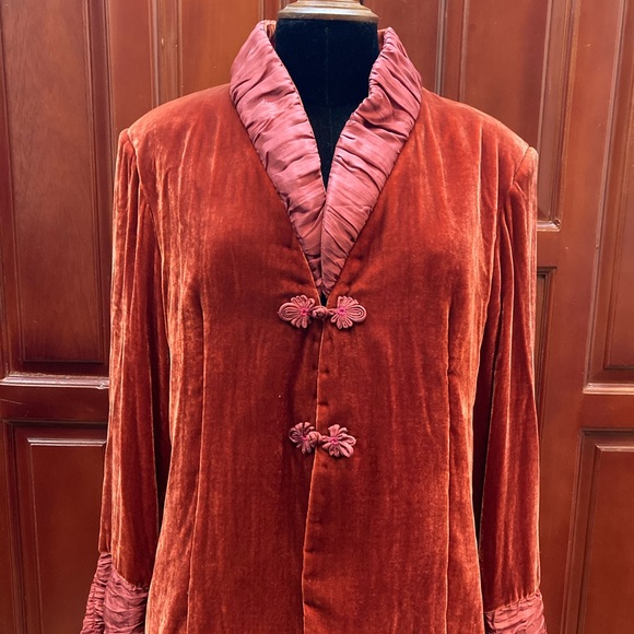 DUC LOI SILK-BRIGHT RED SILK VELVET BLAZER SIZE S - Picture 1 of 6